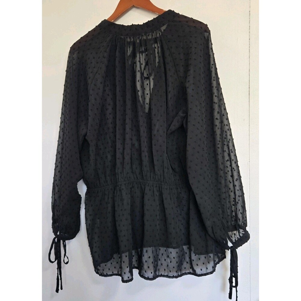 VTG Haute Curve Blouse Womens 2XL Babydoll Black Goth Sheer Whimsigoth Witchy - Picture 5 of 8